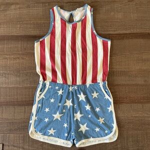 Junk Food Clothing Stars And Stripes Romper Two Front Pockets